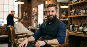 A high-quality, editorial-style portrait of a well-groomed man focusing on his tidy, healthy beard,